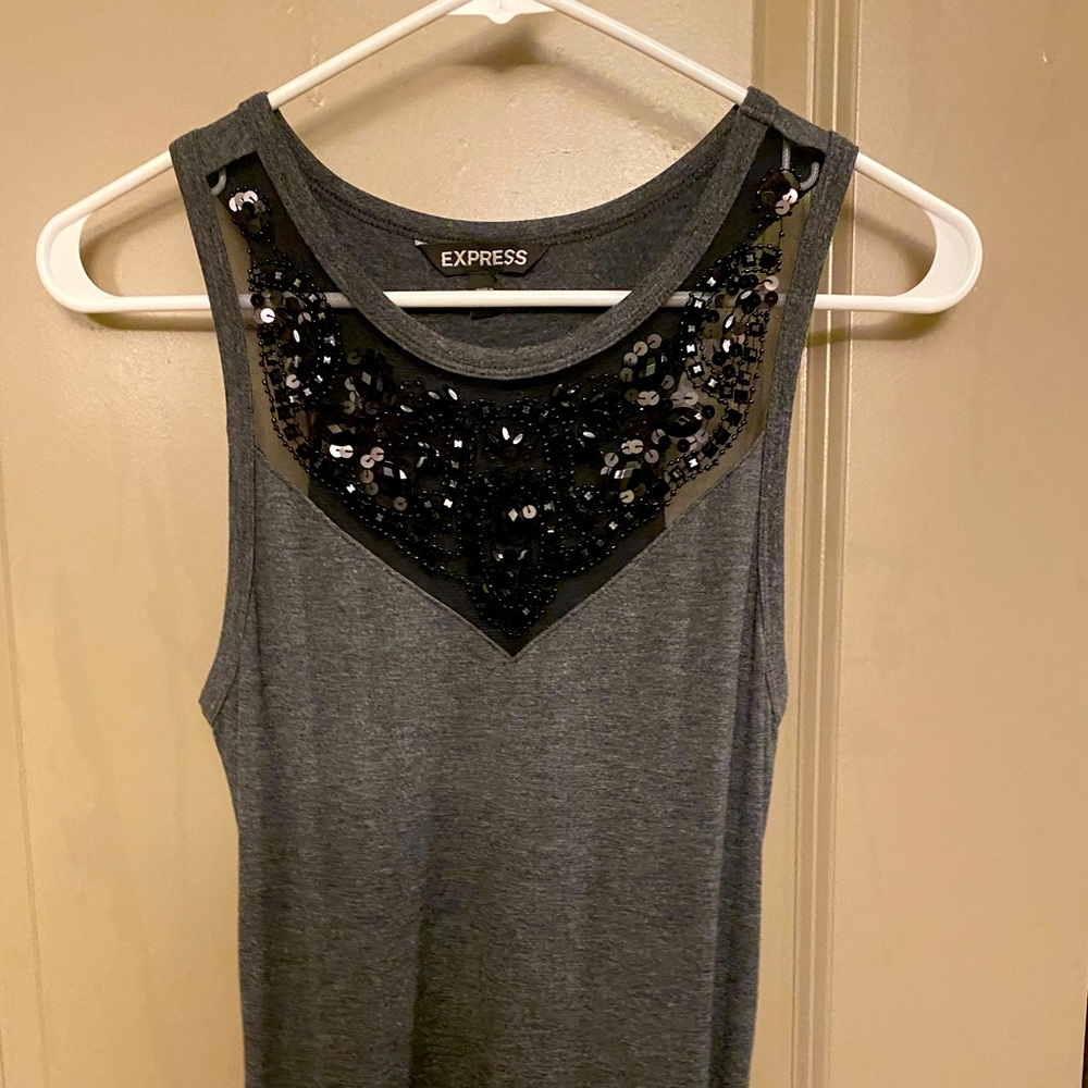 Grey Beaded Maxi Dress